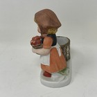 Little Luvkins Porcelain Candle Holder Figurine Girl With Apple Basket Vintage