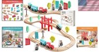 Beech Wood Train Set For Toddlers - 39 Pcs Compatible   Expandable
