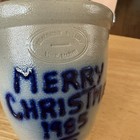 Vintage 1985 Beaumont Brothers Pottery Merry Christmas Crock  Christmas 4   x4 5   