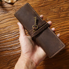 Genuine Leather Pencil Roll Pen Case Pouch Carrier Brush Holder Organizer Sleeve