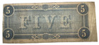 1864  5 Five Dollars Csa Confederate States Of America Currency Note