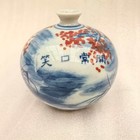 China Old Porcelain Blue White Glazed Red Buddha Patterned Sphere Vase