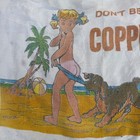 Vintage Coppertone Beach Towel Little Girl Dog Don t Be A Paleface White 20x31