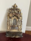 Vtg Hand Carved Wooden Devotional Altar Wall Shelf Collapsible Folding Gothic