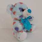 7  Blue Plush Teddy Bear With Bow   Heart Print Colorful Stuffed Animal