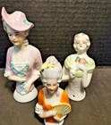 Antique Lady Half Doll Pin Cushion Dolls Lot Of 3