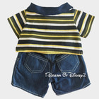 Build-a-bear Blue Multicolor Striped Polo Shirt Denim Jeans Teddy Clothes Outfit