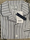 Petite Plume Kid s Twill Pajama Set In Navy French Ticking Nwt Msrp  58 Sz 10