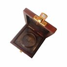 Vintage Maritime Antique Brass Wooden Box Compass Nautical Marine Desk