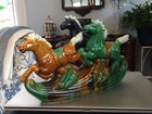 Vintage Porcelain Horses Running Through Water Figurine 