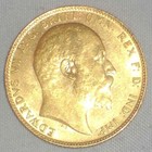 1909 Gold Coin Great Britain Sovereign King Edward Vii Head Right Km 805 Au  