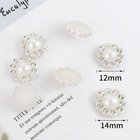 50pcs White Faux Pearl Rhinestone Flatback Cabochons Diy Hair Bow Craft Decor
