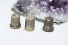 Vintage Sterling Silver Thimbles Lot Of 3 Different Sizes Antique Makers Designs