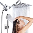 High Pressure Adjustable 8    Rain Square Shower Head With Handheld Spray Combo