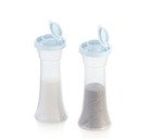 Tupperware Large Hourglass Salt   Pepper Shaker Set Blue Caps New