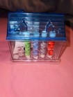 Vintage Plastic Sewing Kit Box Shaped Like A House  Filled With Asst Supplies