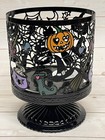 Bath   Body Works Halloween Cauldron Bat Pumpkin Metal Candle Holder Pedestal
