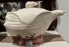 Vtg Pottery Tureen Soup Bowl Conch Shell W  Stand   Ladle 16   l X 13   h