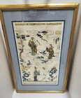 Antique Chinese Silk Embroidery Panel Framed Garden Scene Qing Era