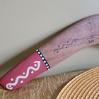 Vintage Australian Wood Boomerang Aboriginal Hand Painted Signed Hand Crafted