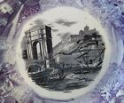 Antique 1830s Schramberg German Porcelain Plate  Mauve   Black