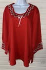 Nwot Vtg Bob Mackie Sz Large Wearable Art Embroidered Detail Tunic Red Knit