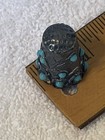 Vintage Silver Sewing Thimble With Turquoise Cabochon Stone Accents And   Vines