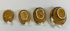 Vintage Enesco Japan Ceramic Squirrel Walnut Measuring Cups 4pc Original Labels