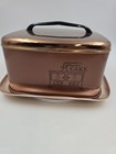 Vintage 1950s  Square Copper Aluminum Cake Carrier Locking Lid Retro   