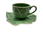 Senegal Fine China Demitasse Cup   Saucer  Green Leaf  Espresso