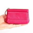 Womens Genuine Leather Coin Purse Card Holder Key Pouch Wallet Zip Keychain