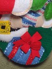 Christmas Stocking Santa Fireplace Bear Bucilla Felt Sequined Holiday Finished