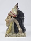 Antique Porcelain Indian Head Tobacco Jar Humidor