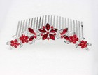 Gorgeous Red Rhinestone Crystal Floral Hair Comb Bridal Accessories Set