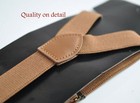 Tan Brown Elastic Suspenders Braces With Bronze Metal Clips For All Ages