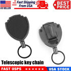 Retractable Key Tool Reel Holder Steel Belt Clip Chain Heavy Duty Split Ring Us