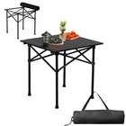 Folding Portable Camping Outdoor Picnic Table Carbon Steel With Carry Bag  Black