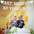 60th Wedding Anniversary Party Banner Decorations  Silver Glitter Just Married 6