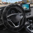 Furry Car Steering Wheel Cover  Fluffy Cover  Soft Warm Single Cover - Black