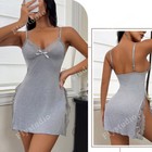 Womens Sexy Lingerie Deep-v-neck Sling Dress Sleepwear Nightwear Dress Babydoll