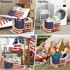 Memorial Day Usa Flag Storage Basket Patriotic Laundry Bin Beach Toy Organizer