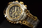 Invicta Men s Gladiator Black Dial Chronograph Date Steel Gold Watch