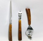 Set 5 - Mcm Vintage Bakelite Barware Set  Marbled Butterscotch   Caramel - - bj 