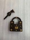 Lock Brass Art Work Handmade Iron Rectangle Shape Vintage Padlock With 1 Key 