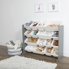 Supersized Toy Storage Organizer With 16 Removable Bins  Grey white     Large Toy 