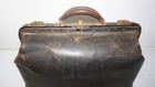 Antique Leather Doctor Bag Hand Boarded Cowhide 18x12x9 Working Latches No Key