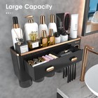 Wall Mount Toothbrush Holder And Toothpaste Dispenser Set With 4 Cups Bathroom