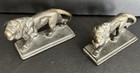 Vtg Cast Iron Figural Lion Bookends 5 5  Bronze Patina Pair