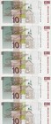 Slovenia P11a 10 Tolarjev 1992 Unc  Series Ut Set 5 Notes W Consecutive Numbers