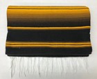 Unique Mexican Blanket Hand Woven Serape Throw Yoga Black gold